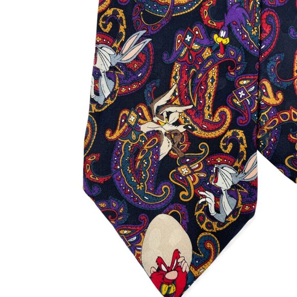 Looney Tunes Silk Tie Bugs Bunny Sam Taz Wile E Coyote - Picture 3 of 6